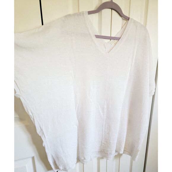 Eileen Fisher XL Short Sleeve Sweater Linen Dbl V-Neck Oversize Slouchy - Picture 4 of 8